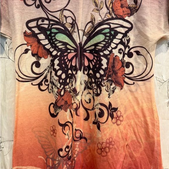 ONE WORLD Multicolor Butterfly Graphic Top - Picture 6 of 6